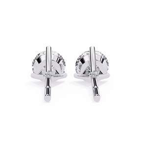 Pendientes de tuerca redondos de moissanita brillante con 3 puntas, chapados en rodio, plata de ley 925, alternativa al diamante para mujer - Product Image 3
