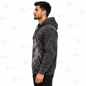 Men's Zip-Up Hoodie Acid Wash Print Casual Hooded Sweatshirt Regular Fit Polyester FRENCH TERRY Autumn Wear Zipper Hoodies - Product Image 3