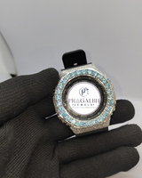 Luxuriöse Vollständig mit Diamanten Besetzte Uhr Micro Pave Moissanit-Lünette Edelstahl Herren Hip-Hop-Uhr