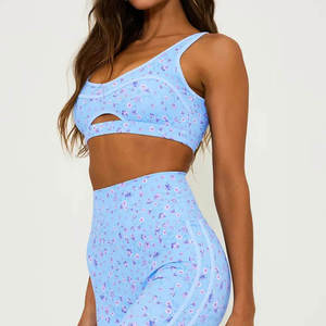 Soutien-gorge de sport OEM à motif floral, séchage rapide, pour femme, respirant, avec découpes, idéal pour le fitness, le yoga, la gym et l'entraînement - Product Image 4