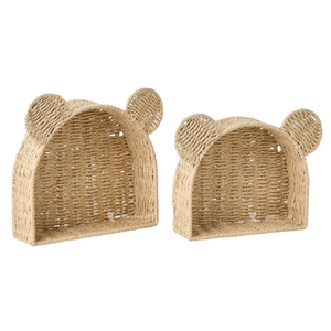 Woven Wall <b>Shelf</b>, Paper Straw Bear Shaped Hanging <b>Shelf</b>, Nursery <b>Organizer</b> for Books, Toys & Decor - Product Image 1