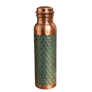Botella de agua de cobre puro martillado, recipiente de cobre hecho a mano para la salud y contra bacterias, frasco metálico ecológico a prueba de fugas para yoga - Product Image 5