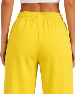 Pantalon de jogging ample jaune vif taille haute pour femme, coupe décontractée, style streetwear, idéal pour le quotidien, personnalisable par le fabricant - Product Image 6