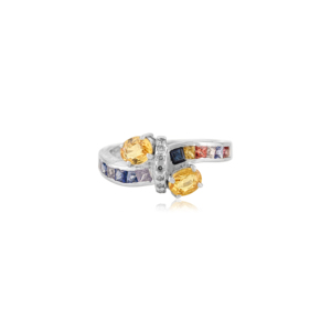 Bague en argent sterling 925 style rétro, design bypass, deux pierres, avec saphirs multiples, bijou raffiné, vente chaude - Product Image 3