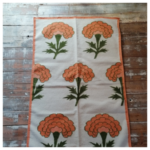 Hand Woven Marigold Flatweave <b>Rug</b> Decorative Floral Area Carpet <b>Traditional</b> Indian Inspired Design for Modern Home Interior - Product Image 3