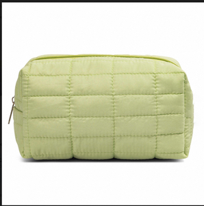 Pochette cosmétique matelassée en PU violette avec fermeture éclair, taille moyenne, trousse de maquillage portable pour les voyages et l'usage quotidien - Product Image 4