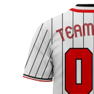 Maillot de baseball blanc à fines rayures, manches courtes, boutonné, uniforme d'équipe personnalisé, respirant, en polyester, chemise de sport athlétique - Product Image 6