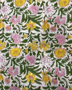 Tela de Algodón Estampada a Mano Estilo Jaipuri, Diseño Floral Hecho a Mano, Tela para Confección de Vestidos, para Cortinas, Niñas y Niños - Product Image 5