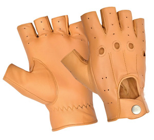 Durable Leather <b>Half</b> Finger Driving Gloves Breathable Perforated Non <b>Slip</b> Grip Unisex Design for Comfortable Daily Driving - Product Image 3