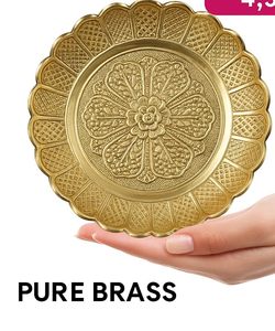 Brass Pooja Plate Puja Small Aarti Thali Traditional Handcrafted Brass Puja Thal for Home <b>Mandir</b> Office - Product Image 2