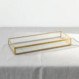 Caja de Joyería de Latón y Vidrio con Tapa, Organizador de Almacenamiento para Anillos, Collares, Accesorios, Cosméticos y Decoración - Product Image 5
