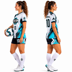 ชุดกีฬากลางแจ้งสำหรับฝึกซ้อม ชุดฟุตบอลแบบสั่งทำพิเศษ พิมพ์ลายแบบ Sublimation ชุดฝึกซ้อมฟุตบอลสำหรับผู้หญิง - Product Image 1