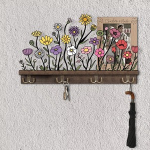 Porta Llaves de Madera con Diseño Floral Colorido, Gancho para Guardar Llaves en la Entrada del Hogar, para Uso Diario y Fácil Acceso, Venta al por Mayor desde India - Product Image 3