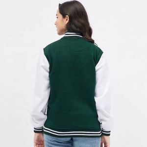 Chaqueta Universitaria Personalizada para Mujer, Chaqueta de Béisbol con Cuerpo de Lana y Mangas de Cuero, Chaqueta Universitaria con Letras, Ropa Urbana con Logotipo OEM - Product Image 3