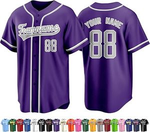 Camiseta de Softbol Clásica Sublimada Personalizada con Frente Sólido, Malla Transpirable, 100% Poliéster de Secado Rápido, Cierre de Botones, para Adultos, Doble Costura - Product Image 1