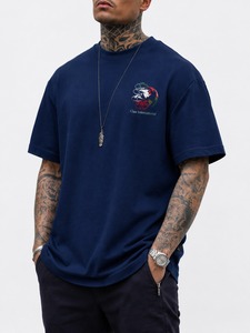T-shirts pour hommes en coton épais de haute qualité, vierges, simples, personnalisables, à manches courtes et épaules tombantes, vente en gros - Product Image 1