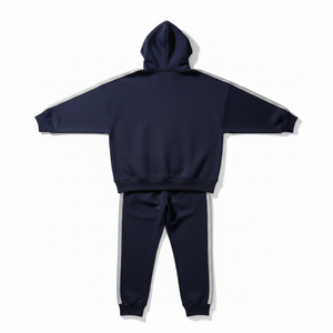 Ensemble de survêtement pour homme en coton épais, deux pièces, avec sweat à capuche zippé, personnalisé, de luxe, haute qualité, comprenant un sweat à capuche et un pantalon de survêtement. - Product Image 3
