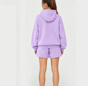 Personalized <b>Custom</b> Women Hoodie Shorts Set Polyester Cotton Casual Screen Printing Print OEM Lounge Matching Two Piece Winter - Product Image 2