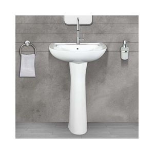 Elegante lavabo de cerámica con pedestal para lavandería, 510x420x840mm, lavabo de porcelana para baño, lavabo para lavar ropa, juego de lavabo para cuarto de servicio. - Product Image 1