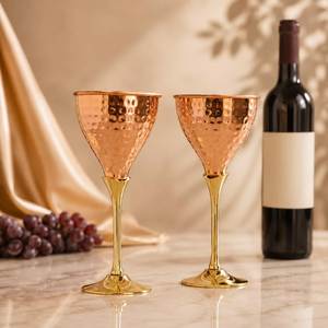 Verre à vin en cuivre massif à long pied, verre à vin rouge en métal pour mariage, fête, bar, vaisselle de service, en promotion - Product Image 4