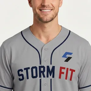 Maillot de baseball pour homme Storm Fit à manches courtes, sublimé, respirant, coupe athlétique, vêtements d'équipe personnalisés - Product Image 5