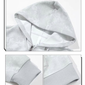 Sudadera con capucha oversize vintage con cremallera y lavado ácido para hombre, estilo streetwear, con hombros caídos, forro polar, bolsillos canguro y efecto tie-dye - Product Image 6