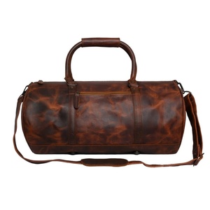 Sac de voyage vintage en cuir véritable marron pour homme, sac de week-end haut de gamme avec plusieurs compartiments - Product Image 5