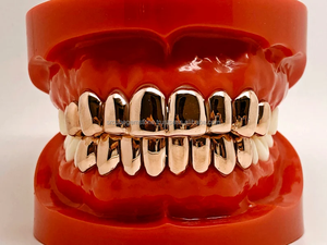 ใหม่Hip Hop Gold PlatedฟันGrillzสําหรับฟันFineด้านบนด้านล่างฟันกลวงย่างทันตกรรมสําหรับUnisexเครื่องประดับพรรคของขวัญ - Product Image 2