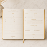 Agenda hebdomadaire LABON Luxury Champagne Goals, couverture rigide en cuir vegan, bords dorés, journal de planification des objectifs, carnet exécutif