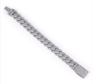 Bracelet Iced Cuban Link pour homme, chaîne en alliage plaqué rhodium, style hip-hop, micro-pavé de diamants, cadeau - Product Image 2