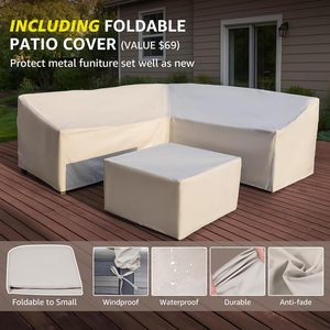 Durable 4 Piece Outdoor Patio Sofa Set <b>Aluminum</b> Frame Garden Furniture Set with Glass Top <b>Table</b> and Cushions for Villa Use - Product Image 5