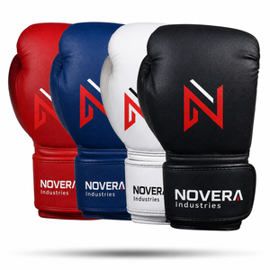 Gants de boxe en cuir véritable imperméables à doigts complets, design à lacets, évacuation de l'humidité, respirants, pour le sparring - Vente en gros - Product Image 4