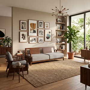 Sofá Convertible de Dos Plazas MT Furniture, Estilo Moderno de Mediados de Siglo, Madera Sólida Premium, Tapizado con Tela y Cojín en el Respaldo, para Sala de Estar - Product Image 4