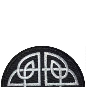 Round Embroidered <b>Patch</b> with Geometric Design Black Fabric <b>Sew</b>-<b>On</b> Badge for Hats and Clothing - Product Image 3