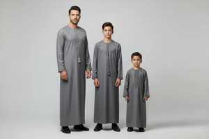 Túnica Larga Árabe Islámica para Hombre, Estilo Dubái, Manga Larga, Color Sólido, OEM, Thobe Musulmán Tradicional - Product Image 2