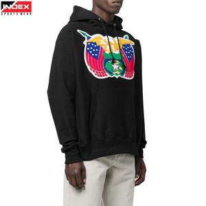 Sudadera con Capucha Negra para Hombre, Diseño de Águila Bordada, Corte Holgado, Estilo Casual para Otoño, Manga Regular, Felpa Francesa de Algodón - Product Image 1