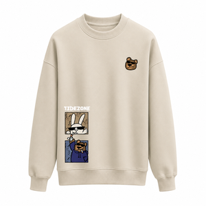 Tidezone Cartoon Bear Rabbit Printed Crew Neck Sweatshirt Men Regular Fit Autumn Casual Pullover Knitted <b>100</b>% Cotton - Product Image 1