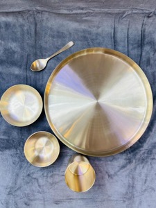 Service de table en laiton, ustensiles de cuisine, design martelé, vaisselle traditionnelle pour restaurant et mariage - Product Image 3