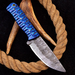 Cuchillo de Caza de Acero de Damasco de Primera Calidad, Cómodo y de Madera, con Funda de Cuero, Personalizable, OEM, Hoja Recta - Product Image 2