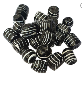 Cuentas de vidrio africanas artesanales FE de 9 mm, negras, blancas, con rayas de chevron, al por mayor, rústicas, multicolor, en caja, para joyería. - Product Image 3