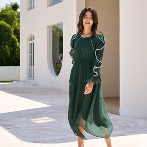 Robes de demoiselle d'honneur de soirée en vert émeraude à manches longues et à ourlet à volants, style bohème <span class=keywords><strong>chic</strong></span>, pour femmes, pour <span class=keywords><strong>mariage</strong></span>, 2026 - Product Image 5