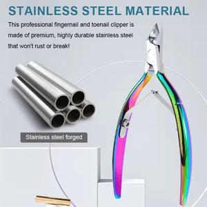 Cortauñas Profesional de Acero Inoxidable con Abertura de Mandíbula Ancha, Cuchilla Plana y Afilada para Uso en Dedos de Adultos, Nuevo Diseño con Acabado Arcoíris - Product Image 6