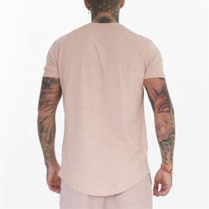 Venta al por mayor ropa de calle slim fit dobladillo curvo manga corta 100% algodón jersey hombres camisetas personalizadas bordar hip hop camisetas Casuales - Product Image 4