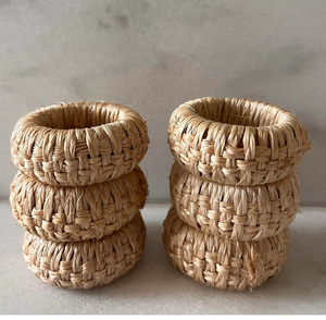 Meilleur fournisseur de porte-serviettes en rotin tressé, écologiques, 6 pièces, décoration d'intérieur, faits à la main, créatifs, blancs, style boho - Product Image 1