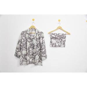 Nuevo Conjunto de Pijama Vintage para Mujer, Estampado Floral, Verano-Otoño, 100% Algodón, Transpirable, Camisa de Manga Larga con Botones, Cintura Elástica - Product Image 3