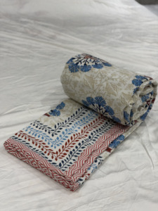 Soft Pure Malmal Mulmul Dohar Woven Traditional Fabric Floral Printed Cotton Cloth for Summer Blanket and Baby <b>Bedding</b> - Product Image 1