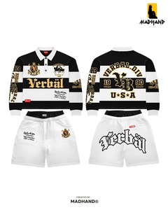 Custom Red & <b>White</b> Rugby Set | Striped Long Sleeve <b>Polo</b> Shirt & Shorts | OEM Preppy Streetwear Varsity Sportswear Manufacturer - Product Image 4