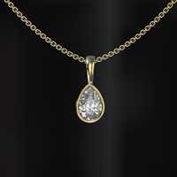Pendentif en moissanite poire plaqué rhodium avec chaîne torsadée en or 14 carats, certifié IGI, sans conflit, luxe chrétien, clarté VS/SI G