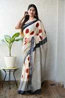 Sari indien en coton et lin de la meilleure qualité avec chemisier en lin pour femmes, prêt à porter pour toutes les occasions, fêtes, mariages, festivals