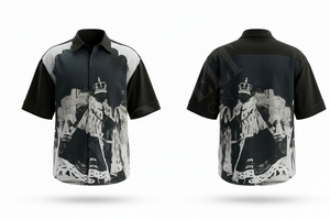 เสื้อเชิ้ตแขนสั้นพิมพ์ลายดีไซน์มงกุฎแบบกำหนดเอง ระบายอากาศได้ดี สำหรับผู้ชาย สไตล์วินเทจลำลอง เสื้อผ้า OEM ODM สำหรับงานปาร์ตี้ - Product Image 2